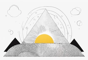 simple sunshine made of black dots with a triangle incorporated somewhere tattoo idea