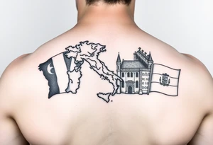 tattoo combining France, Italy, Netherlands, Spain tattoo idea