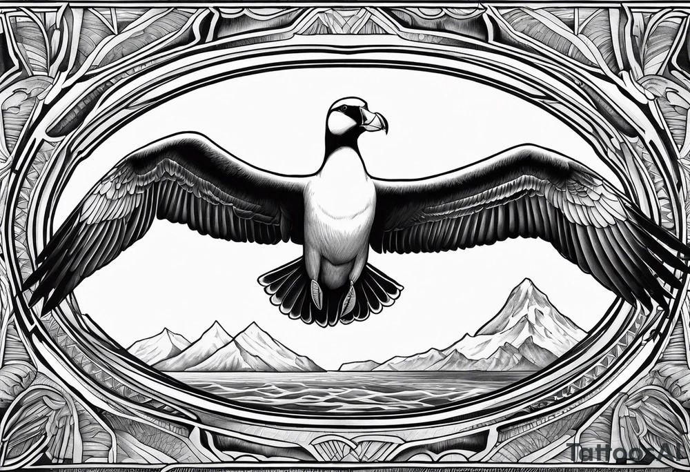 flying giant albatross symmetrical tattoo idea