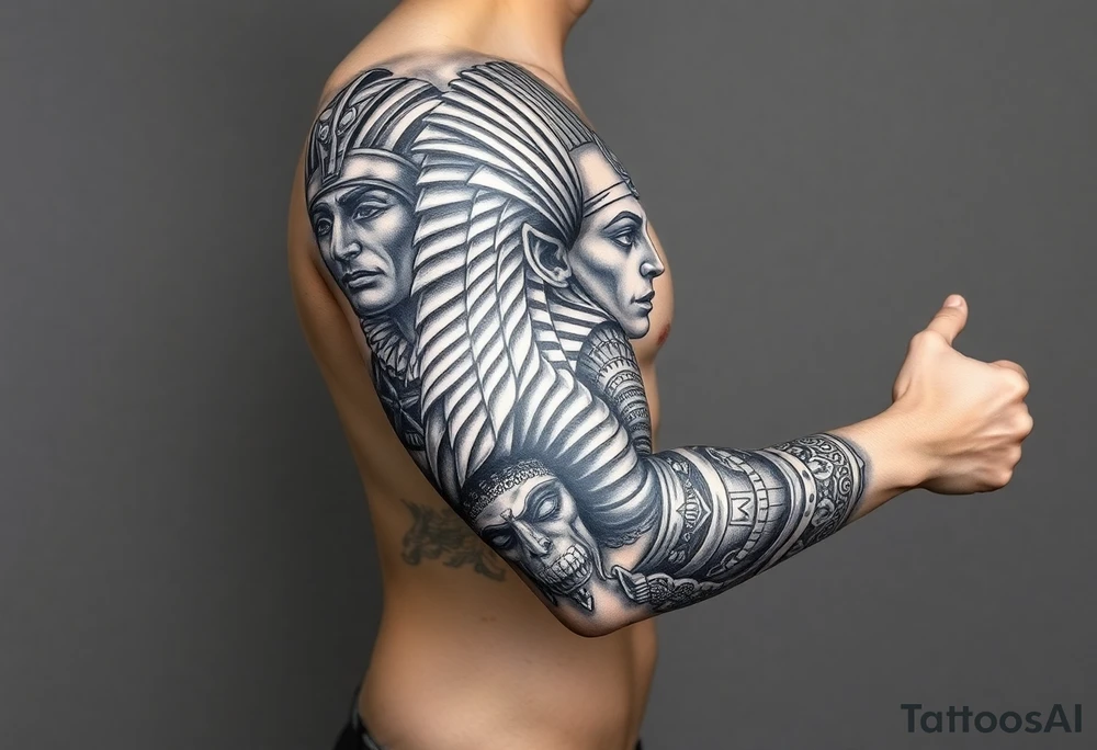 Egyptian gods sleeve tattoo idea