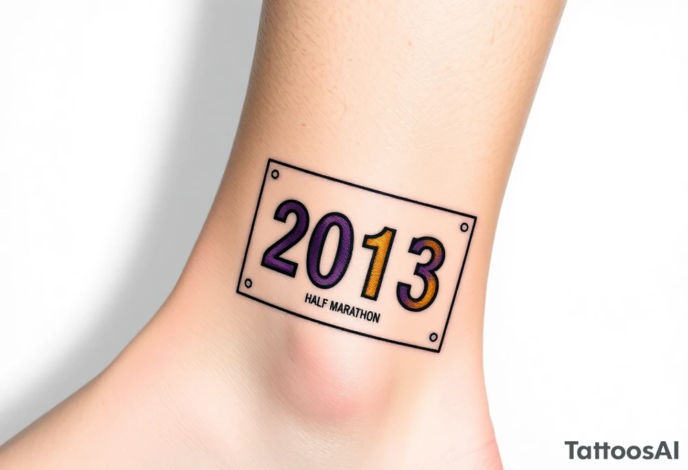 Racing half marathon bib 2013 purple and gold running safety pins running tattoo idea