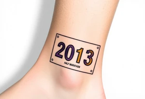 Racing half marathon bib 2013 purple and gold running safety pins running tattoo idea