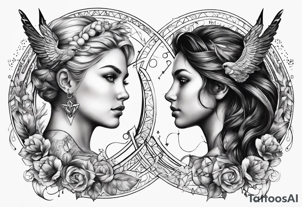 Virgo and Sagittarius zodiac signs blended together tattoo idea