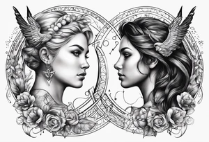 Virgo and Sagittarius zodiac signs blended together tattoo idea