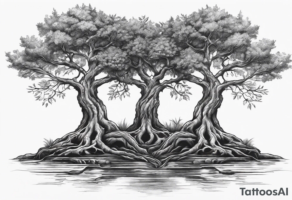 3 trees growing out of the same root tattoo idea