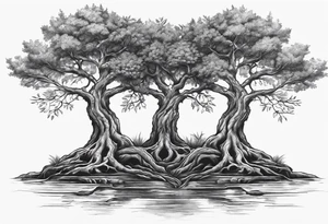 3 trees growing out of the same root tattoo idea