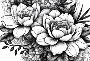 Japanese flowers with smoke in the background tattoo idea