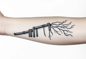 vertical System of thin pipes that transitions gradually from the end into thick, widespread veins of forearm tattoo idea