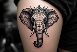 Elephant with crown tattoo idea