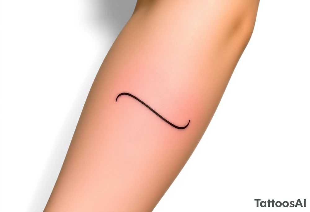 Quero uma tatuagem no antebraço, simples e elegante. O design deve começar com a data de nascimento do meu avô 08-03-1955escrita em vermelho, seguida de um símbolo de infinito em branco, com uma leve sombra ao redor para destacá-lo. O símbolo de infinito deve continuar numa linha reta, como se fosse um infinito sem fim. A linha deve ser discreta e uniforme, mantendo um estilo minimalista. tattoo idea