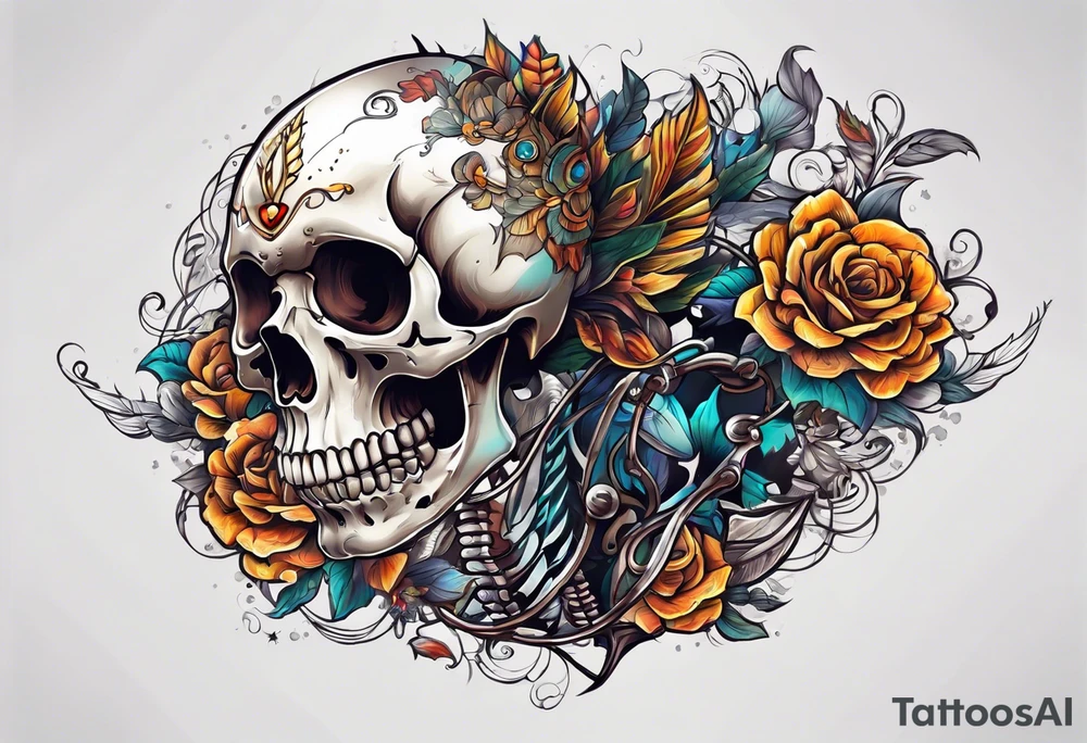 skeleton running from the world tattoo idea