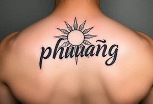 Word "phuong" written with sun tattoo idea