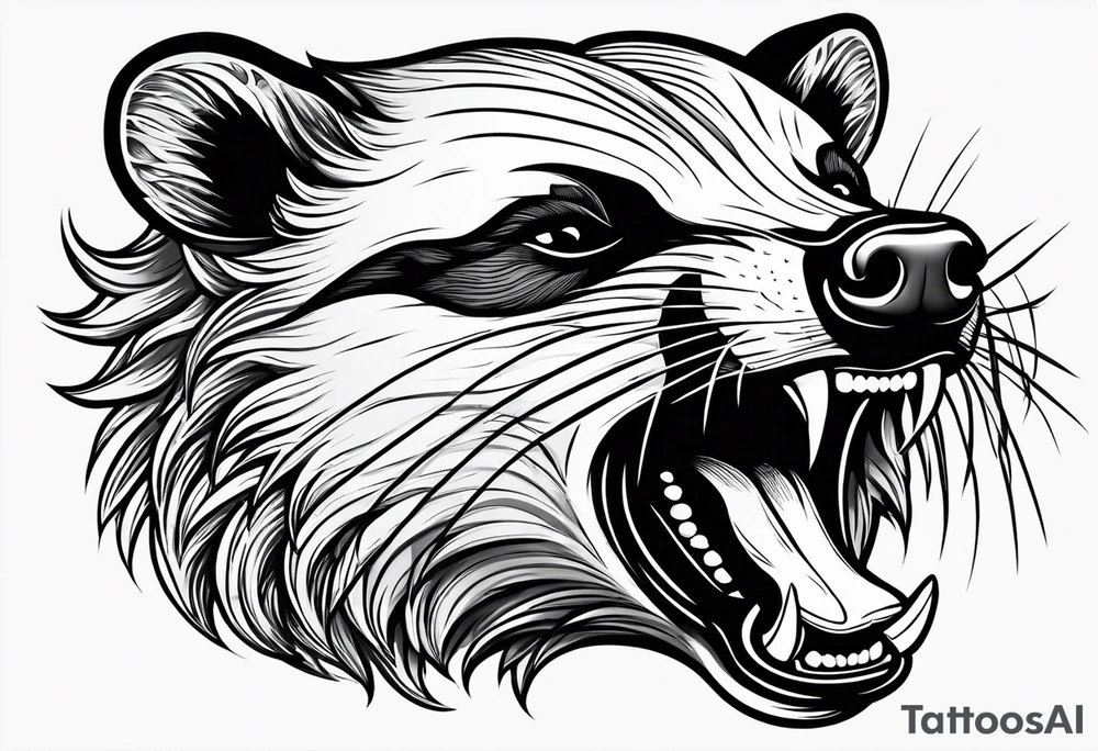 badger mouth open tattoo idea