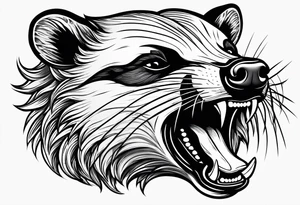 badger mouth open tattoo idea