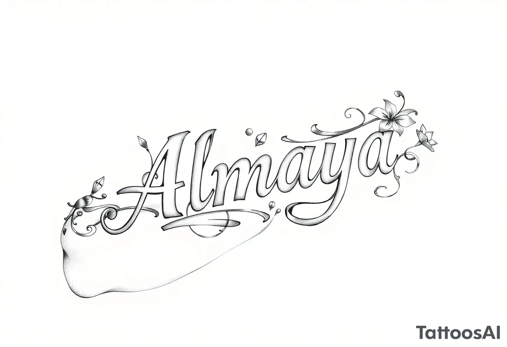 Almaya the name with Lillie’s surrounding it tattoo idea