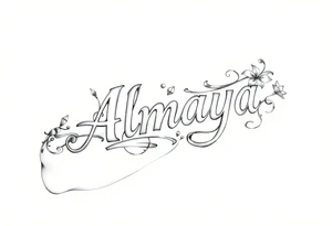Almaya the name with Lillie’s surrounding it tattoo idea