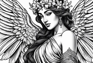 Greek goddess iris with wings coming from her back tattoo idea