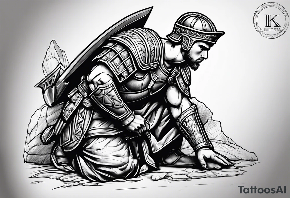 Roman soldier kneeling tattoo idea