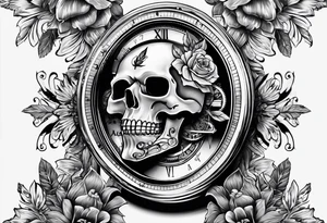 Tattooo that shows that nothing is forever with a skull and a watch tattoo idea