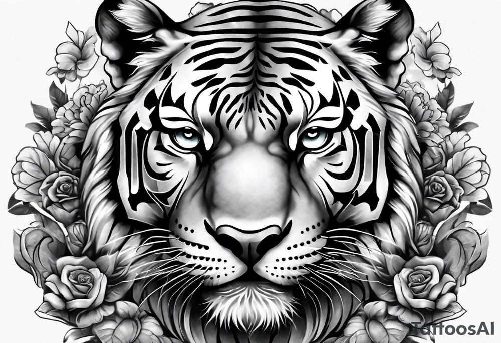 King tiger on top of Hour glass with Brain and heart inside
Full detailed sleeve tattoo idea