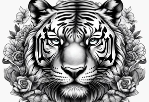 King tiger on top of Hour glass with Brain and heart inside
Full detailed sleeve tattoo idea