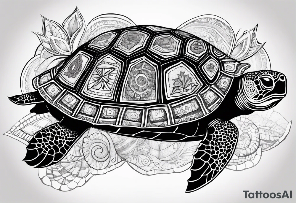 potawatomi turtle with the name sam incorporated into the shell design tattoo idea