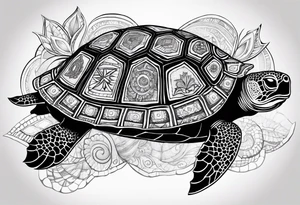 potawatomi turtle with the name sam incorporated into the shell design tattoo idea