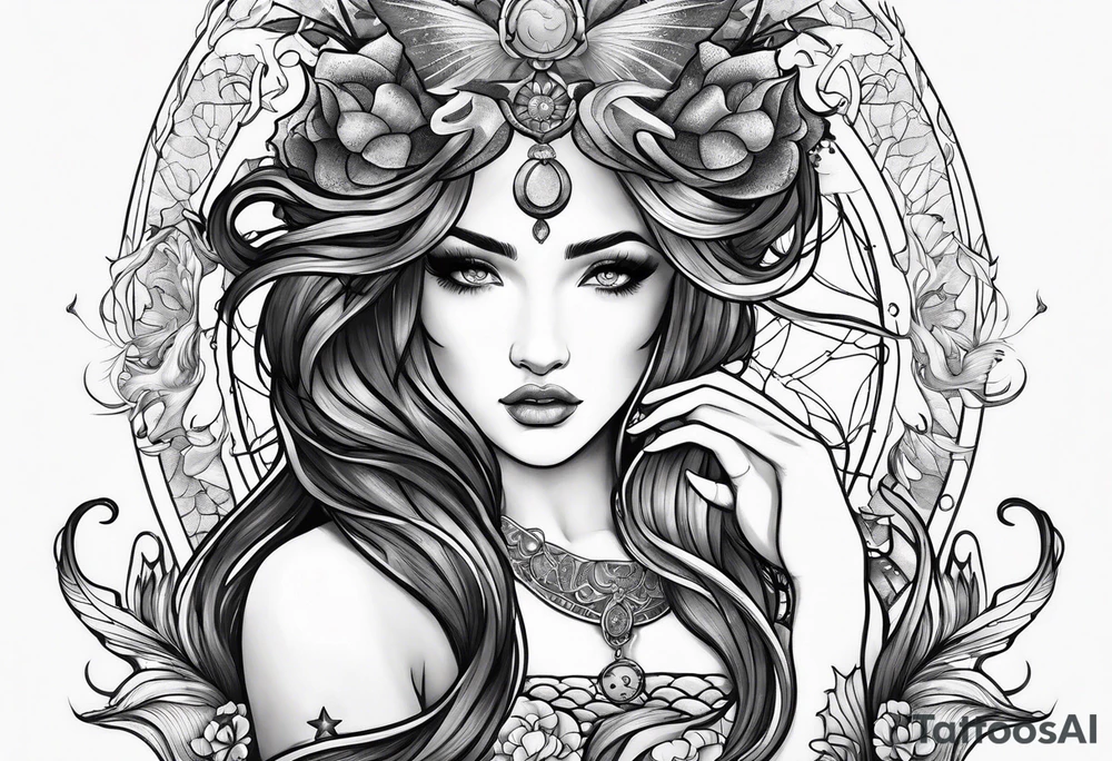 Zodiac  mermaid tattoo idea