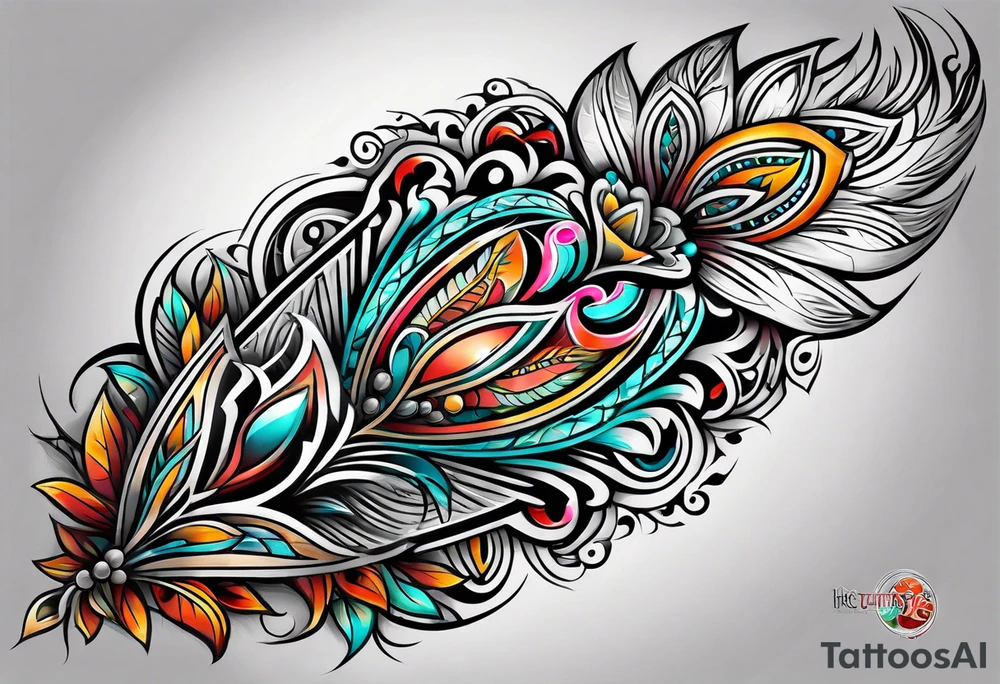 indian tribal leg sleeve tattoo idea