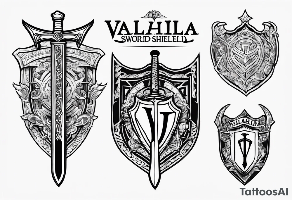Valhalla sword shield steps tattoo idea