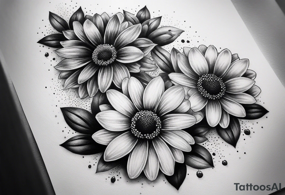 2 Daisys with name tattoo idea