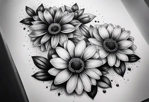 2 Daisys with name tattoo idea