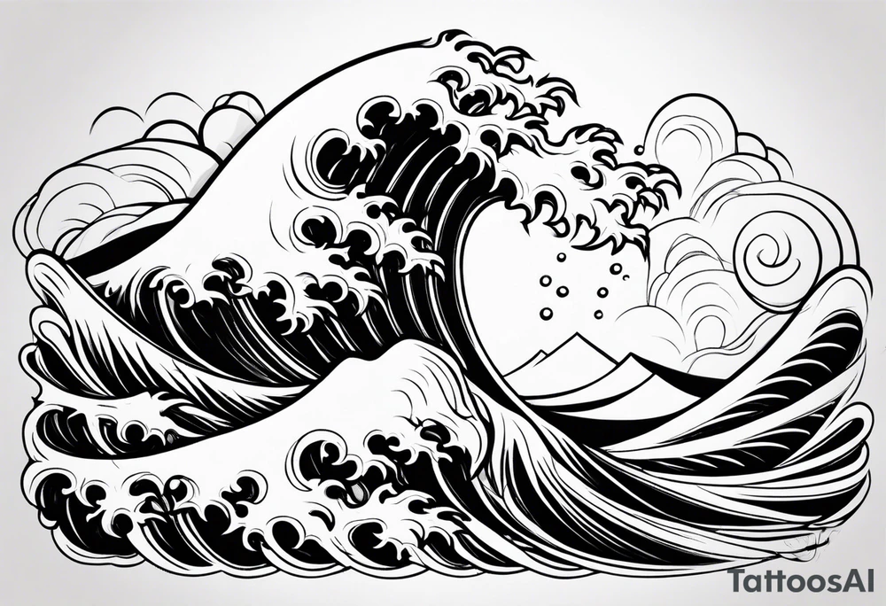 Flames rolling into water wave tattoo idea