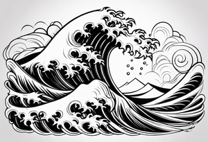 Flames rolling into water wave tattoo idea
