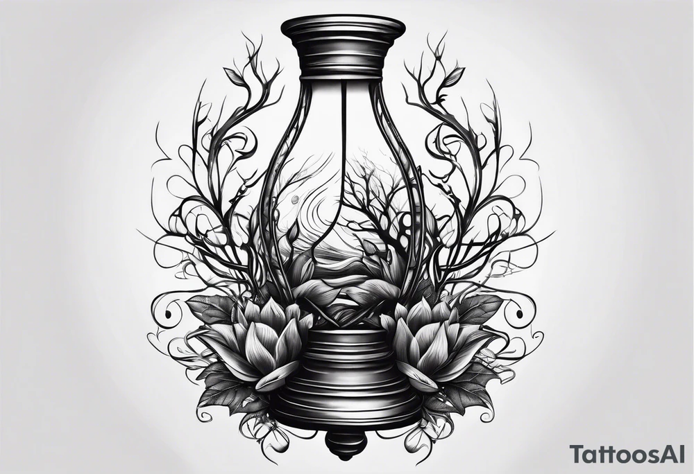 tattoo of roots wrapped around a hour glass tattoo idea