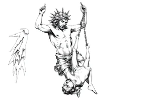 Prometheus Chained Down with Icarus falling from the sky Mythology tattoo idea