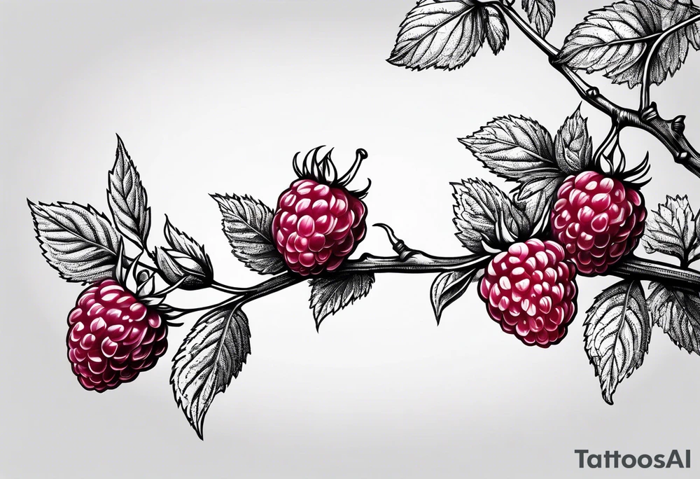 a small skinny raspberry branch that is hanging vertically and tattoo idea