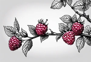 a small skinny raspberry branch that is hanging vertically and tattoo idea