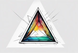 a ray of light entering a triangle prism glass from the left side and getting dispersed into colours tattoo idea