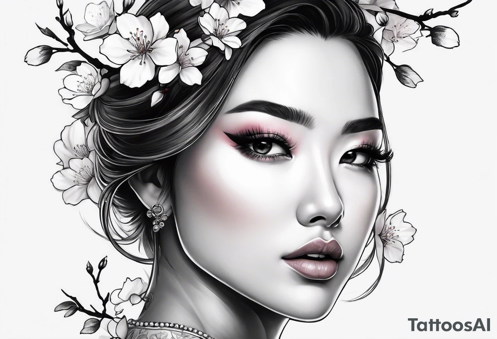 cherry blossoms but It's a portrait, so the whole thing comes out. tattoo idea