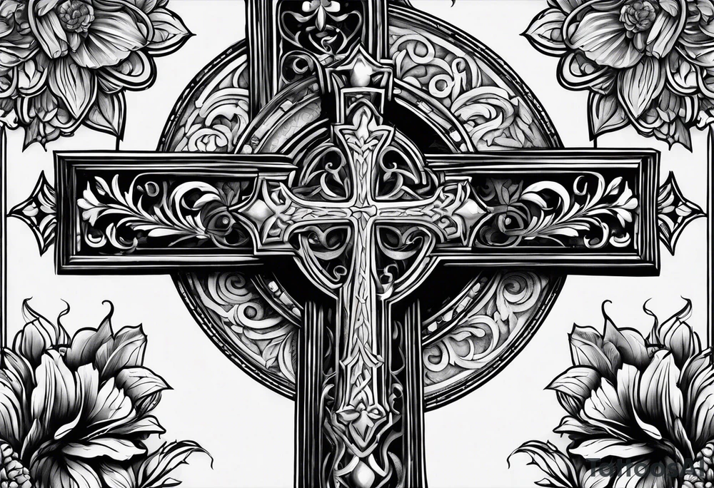 religious cross with 1 Corinthians 13 tattoo idea