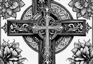 religious cross with 1 Corinthians 13 tattoo idea
