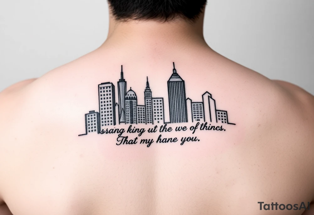 Words out of buildings with inspirational saying tattoo idea