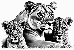 Lioness with 3 cubs tattoo idea
