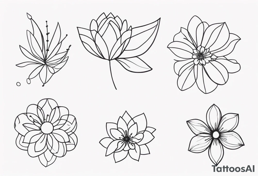 simple single line minimalist flower small tattoo idea