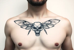 A tribal bee with a skull for lower abdomen on a man tattoo idea