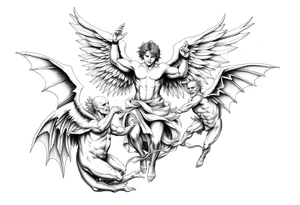 Michael the archangel fighting demons tattoo idea