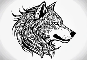 Side view Angry celtic wolf tattoo idea