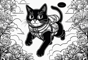 parachuting cat tattoo idea