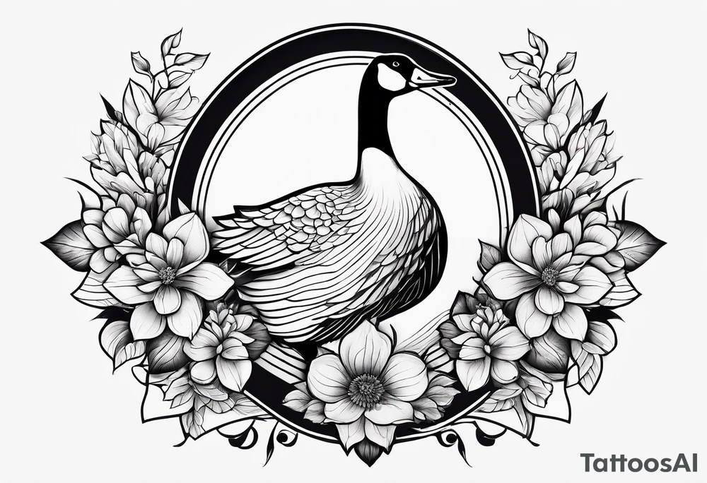 angry canadian goose with flowers at the bottom tattoo idea angry canadian goose with flowers at the bottom tattoo idea